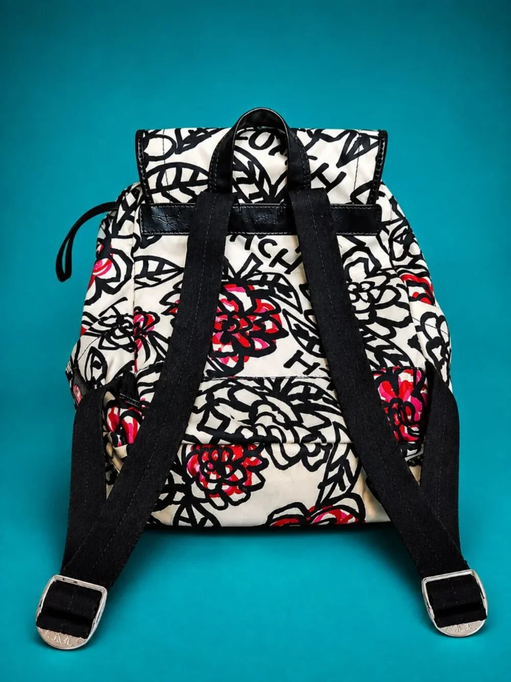 COACH POPPY Daisy Floral Graffiti Drawstring Backpack Bag with Original Hang Tag